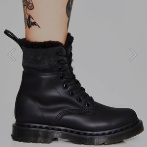 Dr Martens KOLBERT with faux fur mono black